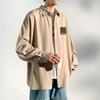 Camisa de otoño de moda que combina con todo, chaqueta sencilla de alta calidad con drapeado, camisa de manga larga, top informal holgado de moda para hombre