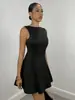 Novo Vestido Feminino Europeu Americano Transfronteiriço Estação Independente da Amazon Sem Mangas Cor Sólida Moda Francesa Temperamento Para o Trabalho