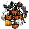 Decorações Populares de Halloween para Portas Transfronteiriças: Fantasma, Abóbora, Gato Preto, Placa Decorativa de Guirlanda de Parede para Porta da Frente de Madeira de Halloween