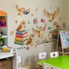 Hs4521H Coruja Adesivo de Parede Acadêmico Aquarela Material Escolar Alfabeto Números Quarto Infantil Sala de Estudo Adesivos de Decoração