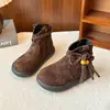 Botas de Algodão Forradas com Lã para Meninas 2025 Inverno Novo Estilo Bebê Menina Quentes Botas Martin Infantis Botas de Couro Versáteis da Moda para Meninas