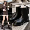 Botas Martin de tacón grueso para mujer, nueva colección otoño/invierno 2026, Botines Chelsea estilo británico con forro de felpa, Botines ajustados, Botas de algodón
