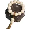 Pulsera de Bodhi Tara de Jade Blanco con Cuentas Redondas de Alto Pulido, Cuentas de Meditación, Colgante de Borla, para Sostener en la Mano para Hombres y Mujeres, Suministro para Transmisión en Vivo
