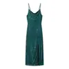 Para Comércio Exterior Transfronteiriço Europeu e Americano Roupas Femininas Aliexpress Mais Vendidas Moda Verão Vestido Verde com Alça de Lantejoulas