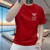 Camiseta de Manga Corta de Lujo de Marca Europea de Moda para Hombre con Estampado de Motocicleta, Top de Media Manga para Hombres Jóvenes