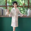 Vestido Qipao Elegante Estilo Chino para Niñas Seleccionado Cuidadosamente Colección Primavera y Otoño 2026 Qipao Infantil Qipao Estilo Étnico para Estudiantes de Primaria