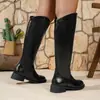 2026 Botas Largas Talla Grande Estilo Británico Comercio Exterior Botas Elegantes Hasta la Rodilla Botas Altas para Mujer Botas de Piel Versátiles