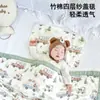 Toalha de Banho para Bebê, Gaze de Algodão Bambu de Quatro Camadas, Manta de Banho Absorvente para Bebê, Manta de Fibra de Bambu com Desenho Animado, Produtos para Mãe e Bebê