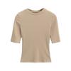 Sexy Chica Caliente Cuello Redondo Hombro Derecho Manga Corta Camiseta de Verano para Mujer Nueva de Gama Alta Corta Ombliguera Ropa Exterior Top Interior