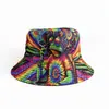 Sombrero de Pescador con Estampado de Rana Fumadora de Colores para Mujer, Sombrero de Sol para Primavera y Verano para Hombre, Sombrero de Cubo Tie-Dye de Moda