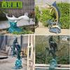 Escultura de Delfín de Latón Césped Jardín Parque Villa Lado de la Piscina Paisaje Marino Escultura de Animal Marino de Cobre Fundido