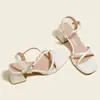 Sandalias de Tacón Grueso de Piel de Cordero para Mujer con Nuevo Estilo Coreano de Verano Pequeñas Frescas y Sencillas de Tira Cruzada Punta Cuadrada Punta Abierta