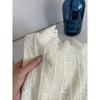 Top Base Blanca Calado de Encaje para Mujer Otoño/Invierno Sentido del Diseño Cuello Semi-Alto Corte Ajustado Ropa Interior de Moda Camiseta de Manga Larga