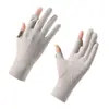 Luvas de Proteção Solar Femininas Resistentes a UV Tela Sensível ao Toque Outdoor Dirigindo Antiderrapantes Proteção Solar Verão Leves Equitação Luvas de Seda de Gelo