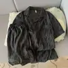 Pijama de Algodón Nube para Hombre, Cardigan Casual Holgado de Verano, Pantalones Cortos de Manga Corta, Conjunto de Ropa para el Hogar Casual Usable