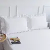 Comercio exterior exportación, juego de dos fundas de almohada 100% algodón sarga, fundas de almohada estilo princesa blancas con volantes estilo coreano, oferta especial