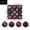 Bolas de Natal Transfronteiriças, Conjunto de 9 Peças, Bolas Decorativas de Plástico Galvanizado, Acabamento Espelhado e Acabamento Fosco, Enfeites para Árvore de Natal, Conjunto Embalado, Atacado