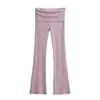 Pantalones Deportivos de Doble Cintura Nuevos Primavera 2024 Pantalones Casuales Estilo Chica Caliente para Mujer Pantalones Elásticos Ajustados Delgado con Ligero Acampanado