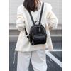 Mochila Pequena de Couro com Costura Contrastante Simples Vintage Mochila Feminina Leve para o Dia a Dia Bolsa de Viagem Couro Macio Mochila Escolar