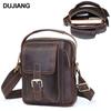 Bolsa Masculina de Couro Genuíno Camada Superior Couro de Vaca Bolsa para Celular Multifuncional de Ombro para Deslocamento Bolsa Transversal Masculina de Couro Avançado Curtido Vegetal