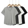 8066-25 Estilo Americano Cuello Henry Blusa Delgada Protector Solar Holgada Camiseta para Mujer Top Sencillo y Versátil de Manga Corta para Mujer