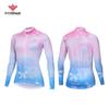 Ropa de ciclismo de otoño para mujer, de manga larga, azul, rosa degradado, transpirable, para exteriores, para ciclismo de montaña y carretera