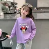 Camiseta Básica Estampa Cartoon Fofa Infantil 2026 Primavera e Outono Nova Gola Redonda Manga Longa para Meninas Algodão Puro