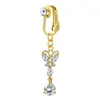 Novo Piercing de Umbigo Venda Quente Amazon Piercing Grátis Botão Falso de Umbigo Clipe de Umbigo Clipe de Orelha Zircônia Incrustada em Cobre Joia de Umbigo com Piercing Grátis