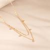 Collar de estrella de doble capa brillante y elegante de plata esterlina S925 para mujer, cadena de clavícula apilada con diamantes brillantes, de alta calidad, exquisito y versátil