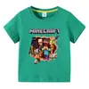 2023 Nova Roupa Infantil de Algodão Minecraft Meu Mundo Verão Manga Curta Camiseta para Meninos Camiseta Fina Top