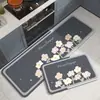 Em Estoque Estilo Europeu Cor Sólida Design Floral com Letras Fácil de Cuidar Cozinha Conjunto de Duas Peças Absorvente Tapete de Terra de Diatomáceas Capacho Dropshipping