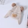 Gorro de bebé lindo con protección para las orejas de oso, gorro de lana, invierno, grueso, cálido, gorro de punto para niños, gorro de bebé coreano