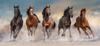 Caballo Blanco Caballo Negro Corriendo Paisaje Pintura en Lienzo Mural Póster Arte de Pared Dormitorio Sala de Estar Pintura Decorativa Moderna