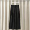 Calça Elegante de Lã Penteada Wide-Leg Cintura Média Feminina 2024 Outono Novo Estilo Igual ao de Ed Gao Yuanyuan