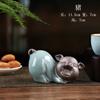 Adornos creativos de dragón del zodiaco de cerámica con arena morada para mascotas, mesa de té decorativa para mesa de té
