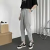 Pantalones finos de verano con colgante, pantalones cortos ajustados, pantalones sin pies para hombre, pantalones largos casuales de moda de estilo coreano