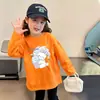 Camiseta versátil de algodón puro para niñas, con cuello redondo y manga larga, nueva para primavera y otoño, estilo coreano, casual, corte holgado, camiseta básica para niños mayores