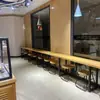 Mesa Alta, Mesa Longa Estilo Industrial para Lojas de Conveniência, Lanchonetes e Bares, Conjunto Estreito de Mesa e Cadeiras de Jantar Contra a Parede Perto da Janela