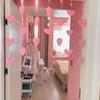 Adornos Colgantes para Puerta Lindos Cortina Pequeña para Puerta Cortina Divisoria Línea de Cortina Colgante Cortina Corazón Femenino Estilo Coreano Corazón Rosa Melocotón Colgante sin Clavos