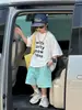 Ropa de Verano para Niños, Algodón Puro Delgado de Corte Holgado, Manga Corta, Nuevo Estilo 2026, Ropa Infantil, Tops Casuales Elegantes para Niños Grandes, Ropa de Verano para Niños