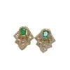 Pendientes Transfronterizos de Esmeralda Natural para Amazon Plata S925 Piedra Principal 4*5 Joyería de Lujo Venta Directa de Fábrica