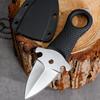 Cuchillo de supervivencia para exteriores con anillo para el dedo para colgar en el cuello, mini cuchillo recto para frutas, cuchillo de bolsillo portátil, cuchillo de garra para defensa personal