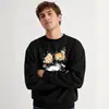 Impressão Estilo Hong Kong Inglês Moletom Tendência Novo Gola Redonda Camiseta de Manga Longa Estilo Casal Anime Novo Top Primavera e Outono