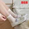 Calcetines finos huecos hasta media pantorrilla para mujer de primavera y verano con lazo, calcetines de encaje de burbujas japoneses estilo ballet
