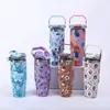 Copo de Gelo Série Nova de Flores Personalizado de Alta Aparência Aço Inoxidável 304 Copo Térmico para Duas Bebidas Copo de Água de Bolsa
