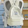 Bordado de Cachorrinho Macio e Fofo Estilo Healing Mochila Estudante na Cor Pêssego Claro, Estilo Fresco de Verão, Mochila Pequena para Viagem de Melhores Amigos