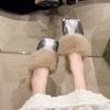 Zapatillas Planas Sin Tacón Slip-on Muller Maomao Baotou de Media Pantufla para Mujer Otoño e Invierno Ropa de Exterior Estilo Nuevo 2024