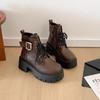 Botas Marrones 2025 Nuevas Botas de Mujer para Otoño e Invierno con Tacón Alto y Suela Gruesa Botines Populares de Estilo Británico para Mujer