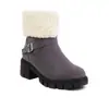 Botines collar de pelo comercio exterior 40 Chino con talla botas hebilla de cinturón botas nuevas ribeteadas invierno 2022 43 con botas de algodón negras