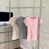 Camisa Henley Clásica de Tres Colores Sencilla de Manga Corta Ajustada